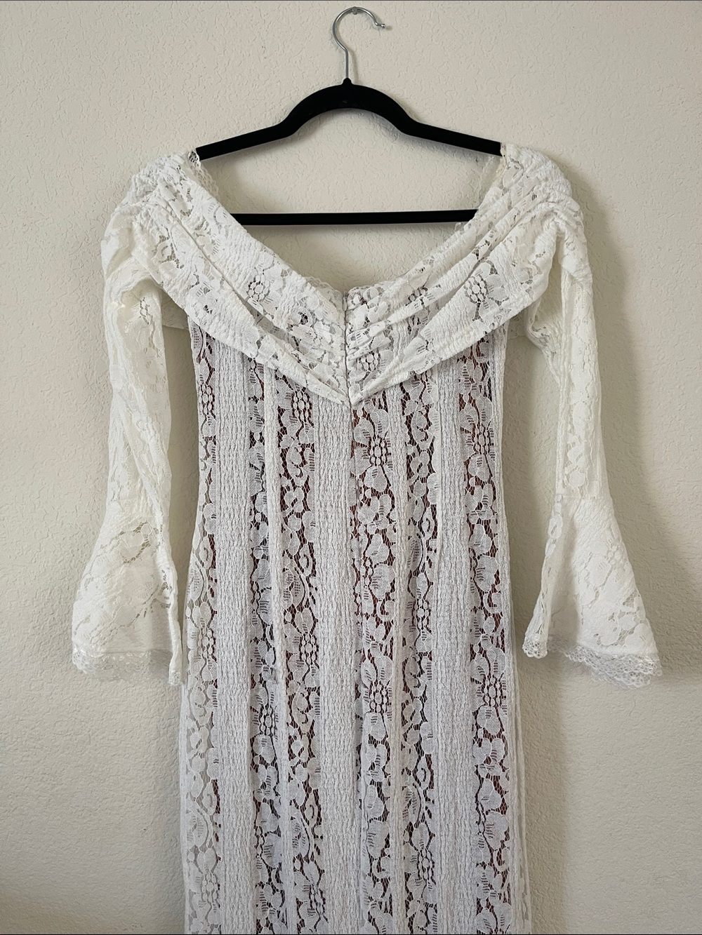 Maternity White Lace Off-Shoulder Maxi Dress - Picture 5 of 6